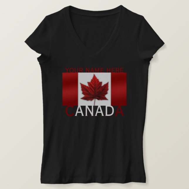 T-shirt Canada féminin - chemise à col V personnal (Design devant)