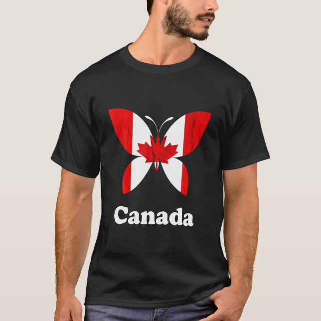 T-shirt Canada Feuille d'érable Canadian Pride Papillon Ca (Devant)