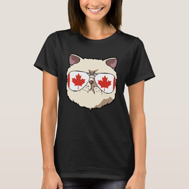 T-shirt Canada Flag Canadian Exotic Shorthaire Cat Sunglas (Devant)
