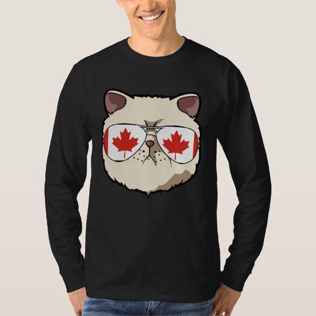 T-shirt Canada Flag Canadian Exotic Shorthaire Cat Sunglas (Devant)