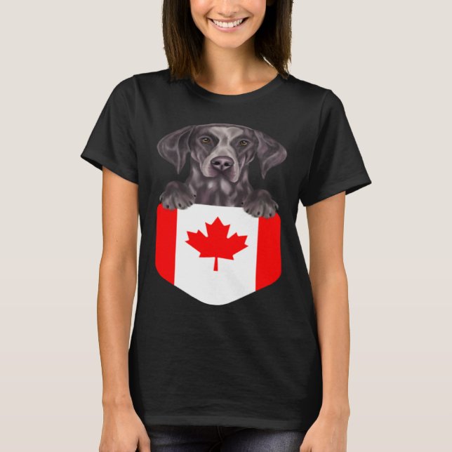 T-shirt Canada Flag German Shorthaired Pointer Dog In Pock (Devant)