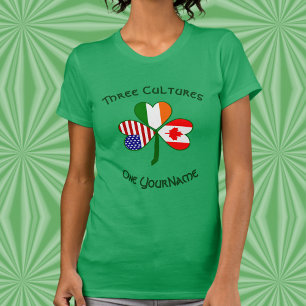 T-shirt Canada Irlande États-Unis Trèfle Drapeau Personnal