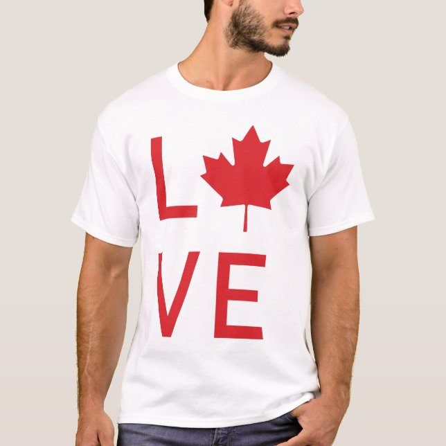 T-shirt Canada Love Design avec Feuille d'érable canadienn (Devant)