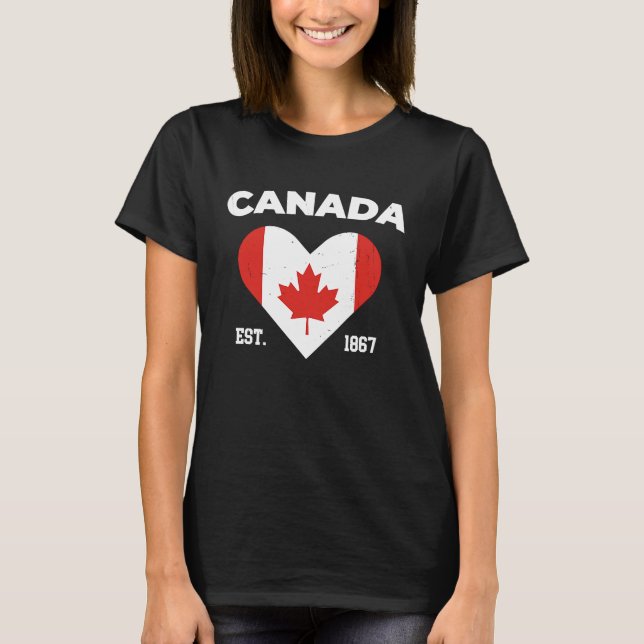 T-shirt Canada Maple Leaf Flag Heart  Canadian Patriot Van (Devant)