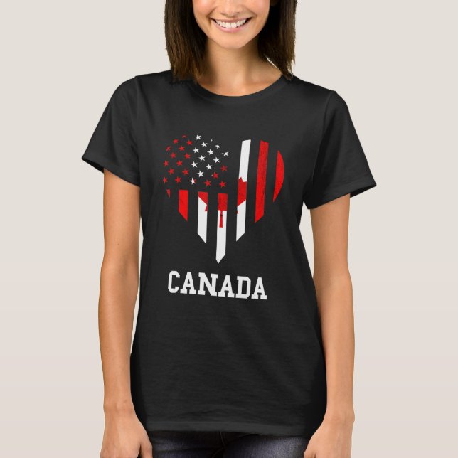 T-shirt Canada Maple Leaf Heart Canadian Pride Canadian Fl (Devant)