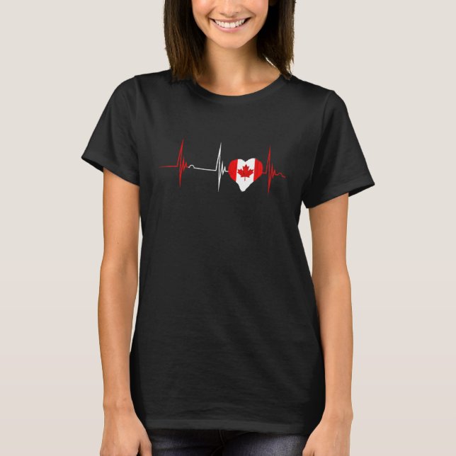T-shirt Canada Maple Leaf Heart Canadian Pride Heartbeat E (Devant)