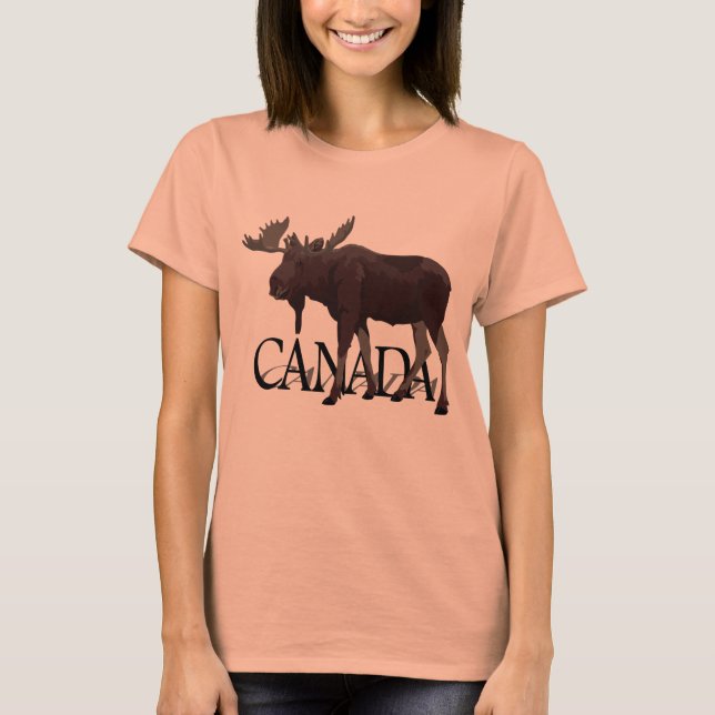 T-shirt Canada Robe d'orignal Rétro Souvenir canadien d'or (Devant)