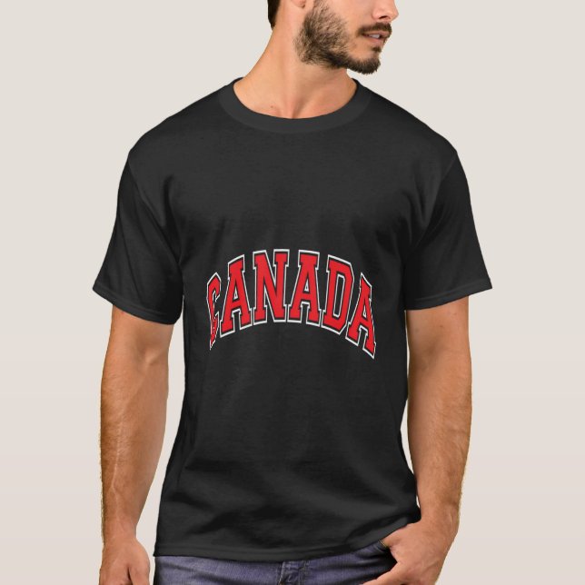 T-shirt Canada Style Varsity Texte rouge avec contour blan (Devant)