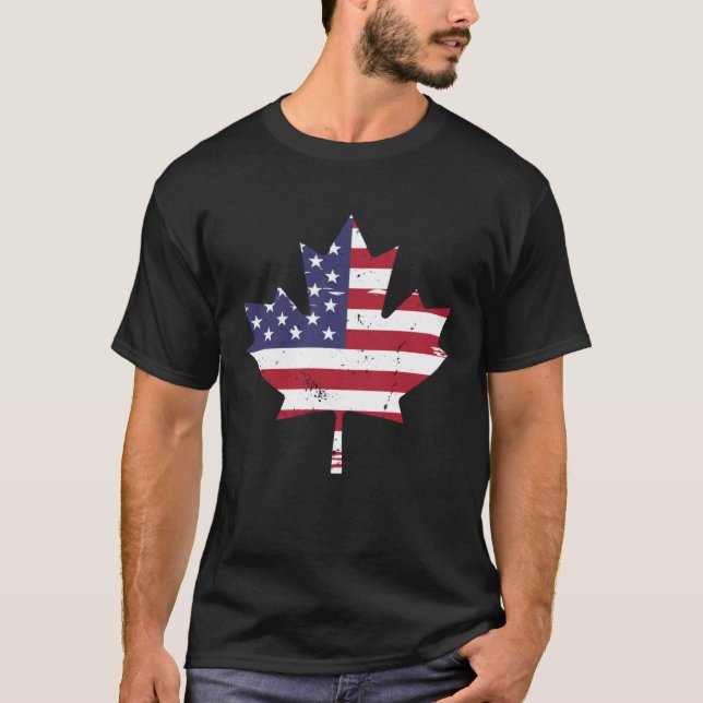 T-shirt Canada USA America Hockey Canadian Maple Leaf (Devant)