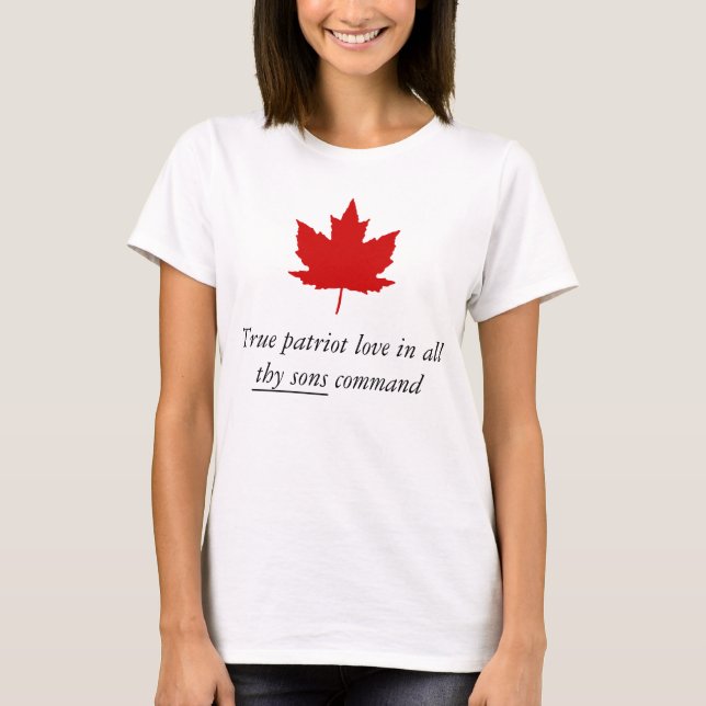 T-shirt Canada - Véritable amour patriotique dans le comma (Devant)