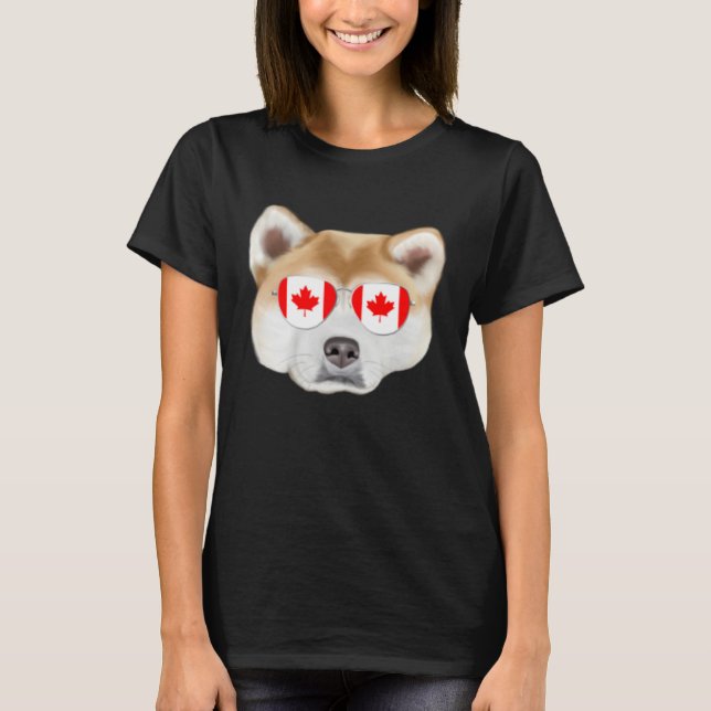 T-shirt Canadian Flag Akita Dog Canada Pocket (Devant)