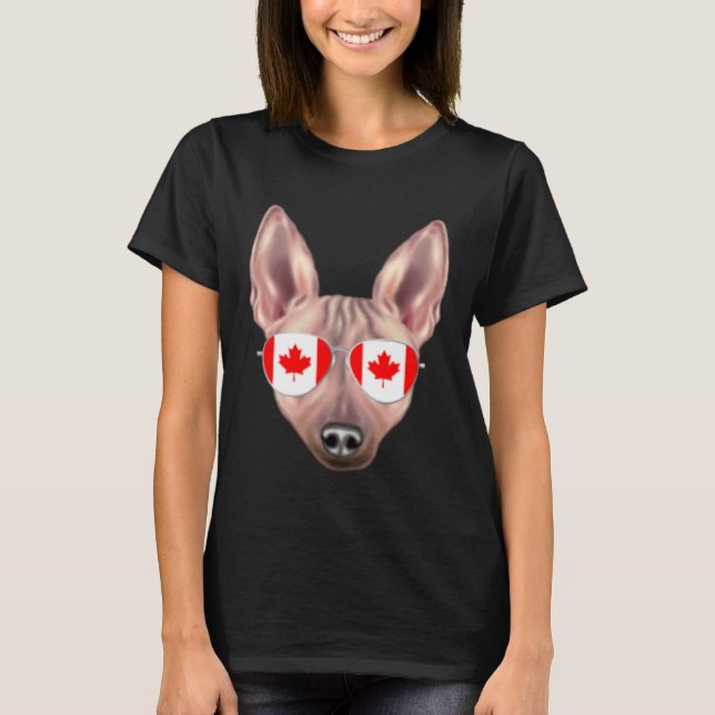 T-shirt Canadian Flag American Hairless Terrier Dog Canada (Devant)