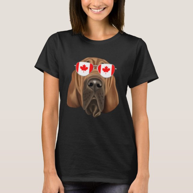 T-shirt Canadian Flag Bloodhound Dog Canada Pocket (Devant)