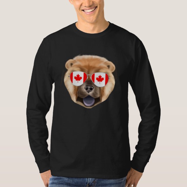T-shirt Canadian Flag Chow Chow Dog Canada Pocket (Devant)