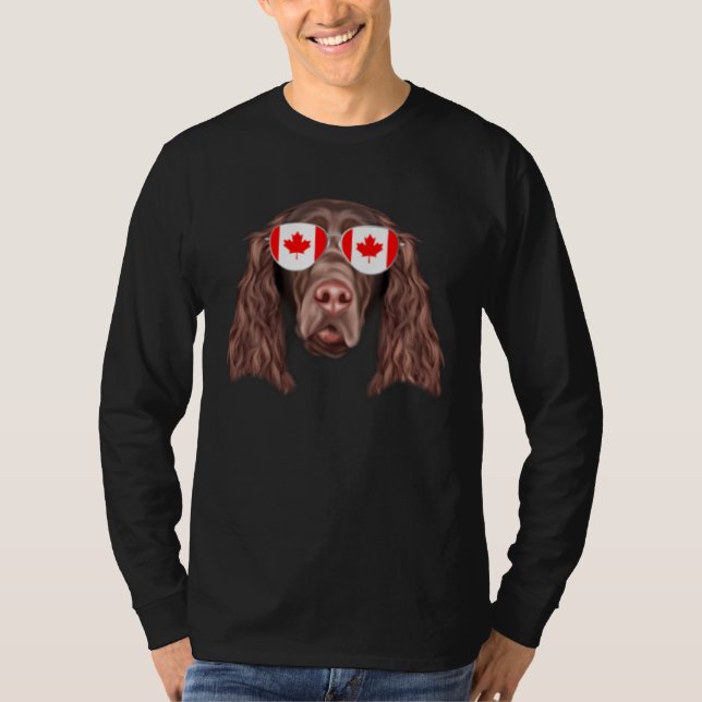 T-shirt Canadian Flag Field Spaniel Dog Canada Pocket (Devant)