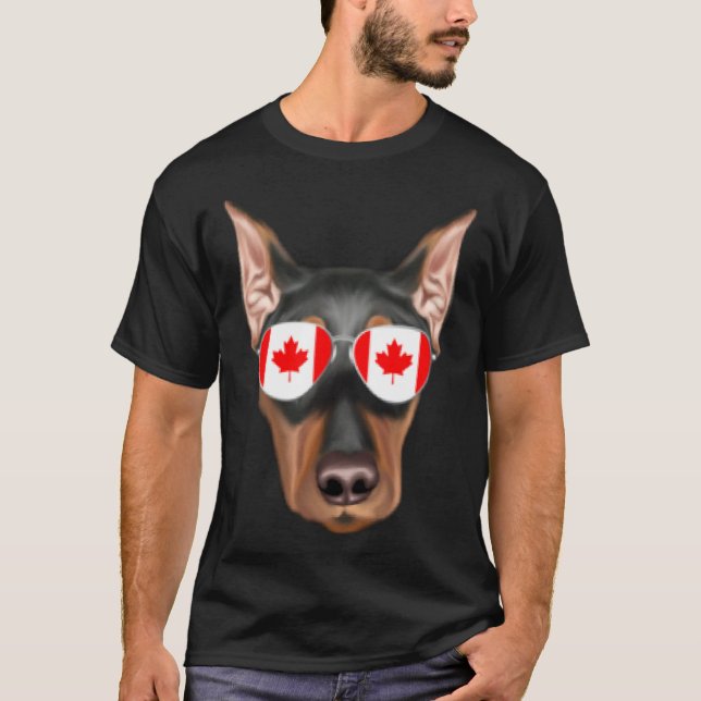 T-shirt Canadian Flag German Pinscher Dog Canada Pocket (Devant)