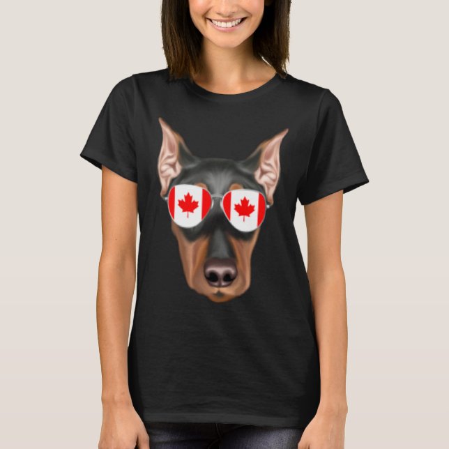 T-shirt Canadian Flag German Pinscher Dog Canada Pocket (Devant)