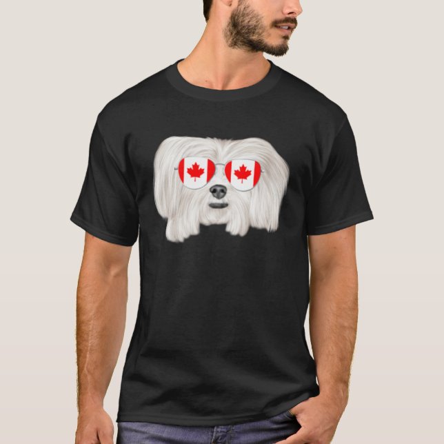 T-shirt Canadian Flag Maltese Dog Canada Pocket (Devant)