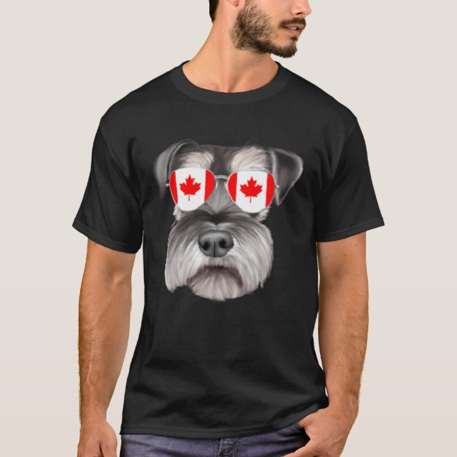 T-shirt Canadian Flag Miniature Schnauzer Dog Canada Pocke (Devant)