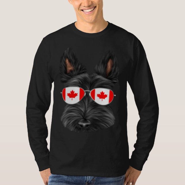 T-shirt Canadian Flag Scottish Terrier Dog Canada Pocket (Devant)