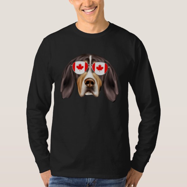 T-shirt Canadian Flag Treeing Walker Coonhound Dog Canada  (Devant)