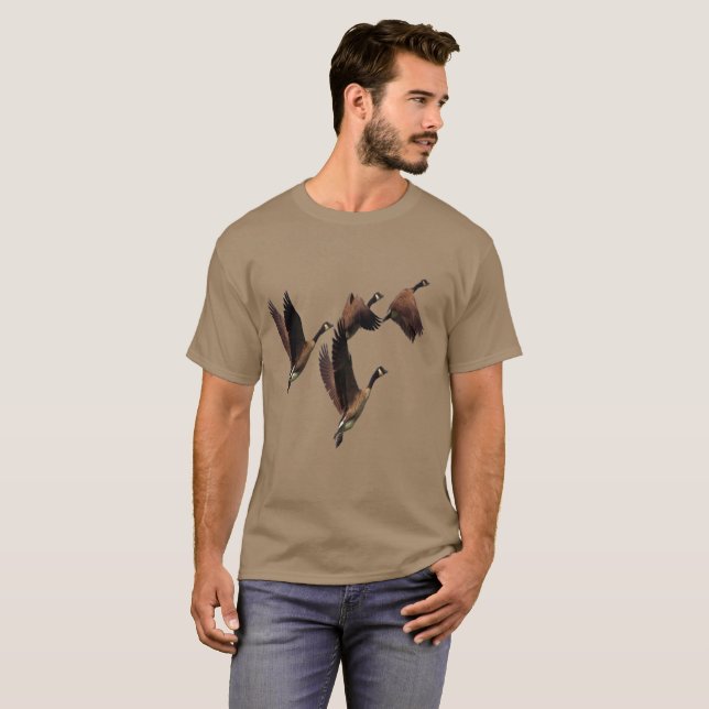 T-shirt Canadian geese flying in a flock kids design (Devant entier)