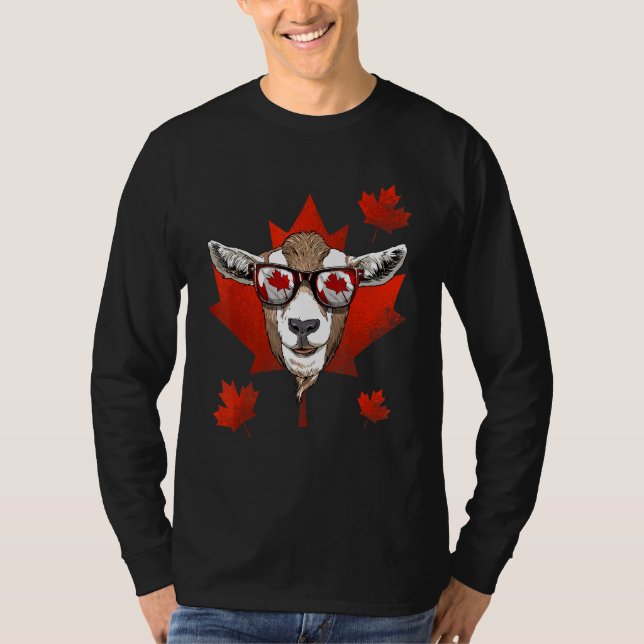 T-shirt Canadian Goat Maple Tree Leaf Canada Flag Animal G (Devant)