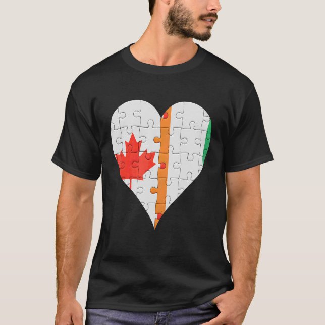 T-shirt Canadian Ivorian Flag Heart (Devant)