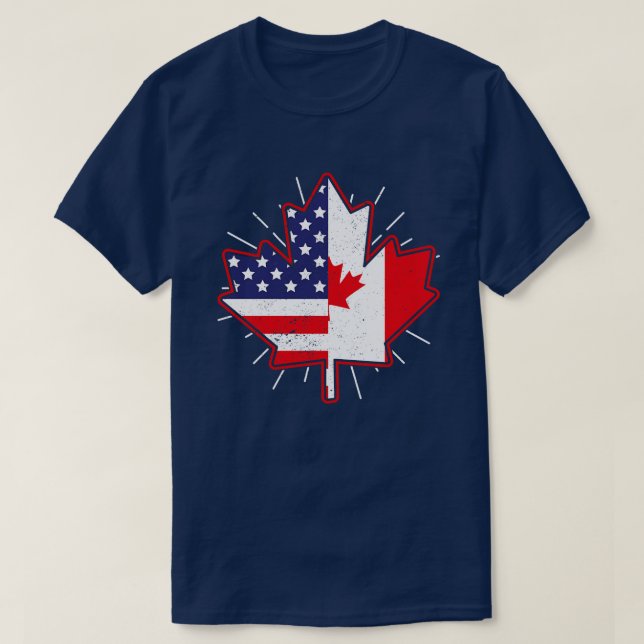 T-shirt Canadian Maple Leaf USA Drapeau American Friendshi (Design devant)