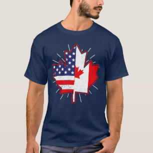 T-shirt Canadian Maple Leaf USA Drapeau American Friendshi