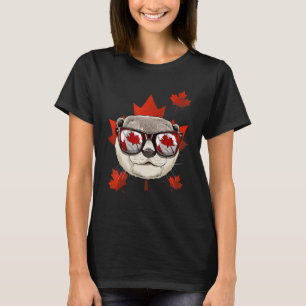 T-shirt Canadian Otter Maple Tree Leaf Canada Flag Sea Ott