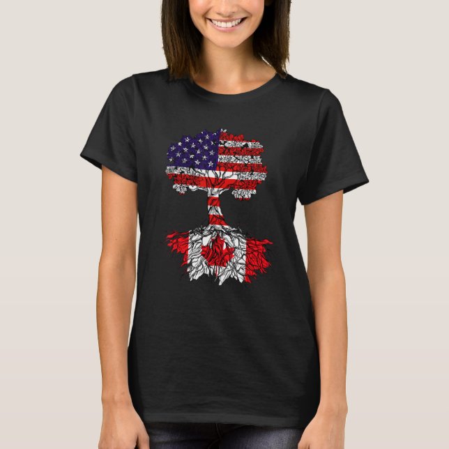 T-shirt Canadian Roots American Gros Fierté Amour Usa Drap (Devant)