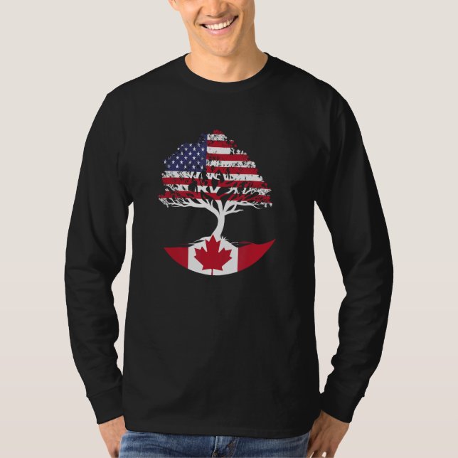 T-shirt Canadian Roots American Grown Canada Flag (Devant)
