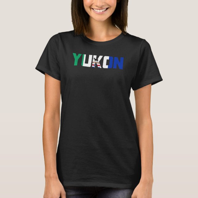 T-shirt Canadian Yukon Territory Flag Proud Canada Husky S (Devant)