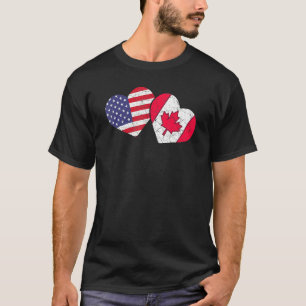 T-shirt Canadien américain coeur Saint Valentin drapeau Ét