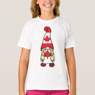 T-shirt Canadienne fille mignonne braids en feuille d'érab