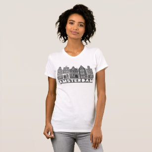 T-shirt Canal House Row Amsterdam Hollande B&W