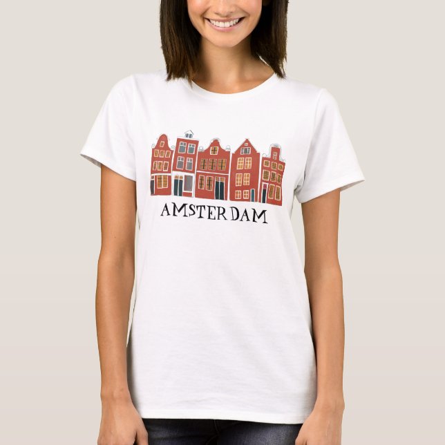 T-shirt Canal House Row Amsterdam Hollande Travel (Devant)