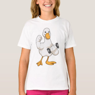 T-shirt Canard à Bodybuilding avec Dumbbell