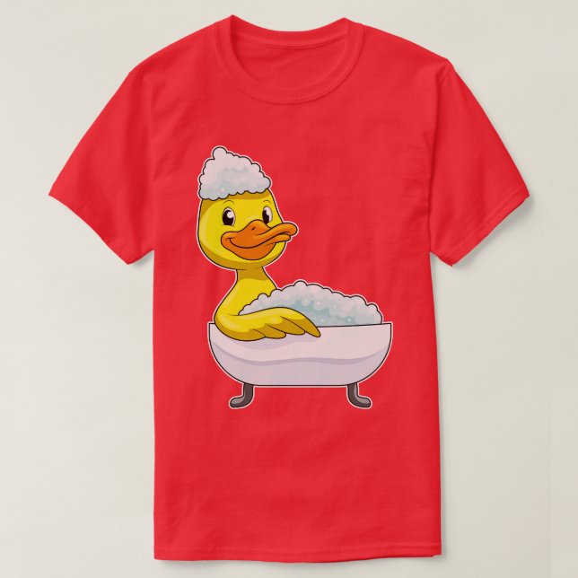 T-shirt Canard à la baignade avec mousse de baignoire (Design devant)