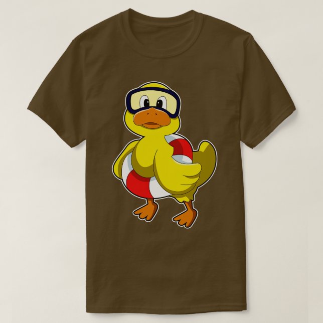 T-shirt Canard à nager avec anneau de nage lunettes de plo (Design devant)