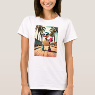 T-shirt Canard à roulettes drôle d'été rétro