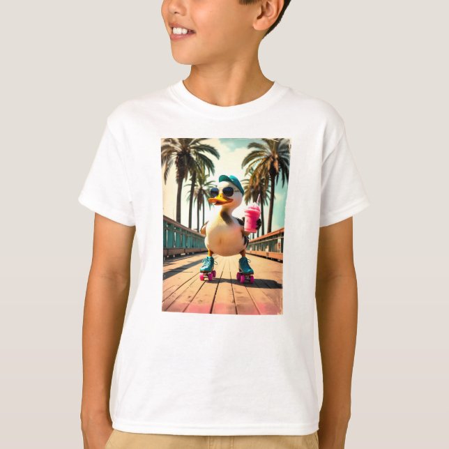 T-shirt Canard à roulettes rétro drôle d'été  (Devant)