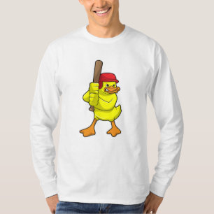 T-shirt Canard au baseball avec batte de baseball et Casqu