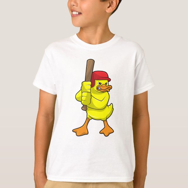 T-shirt Canard au baseball avec batte de baseball et Casqu (Devant)