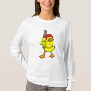 T-shirt Canard au baseball avec batte de baseball et Casqu