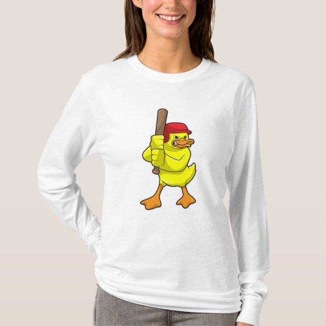 T-shirt Canard au baseball avec batte de baseball et Casqu (Devant)