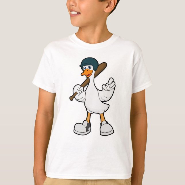 T-shirt Canard au baseball avec raquette et casque de base (Devant)