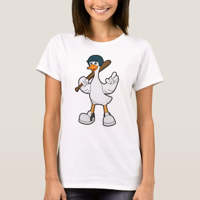 T-shirt Canard au baseball avec raquette et casque de base (Devant)