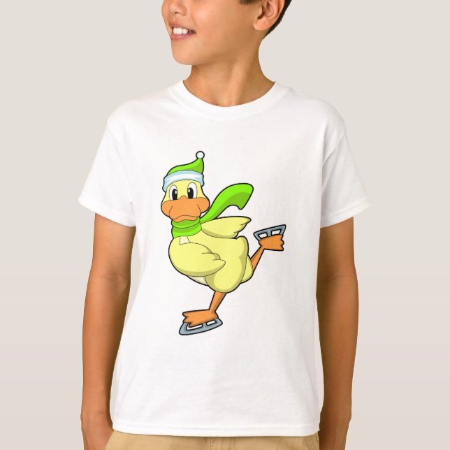 T-shirt Canard au patinage sur glace avec patins sur glace (Devant)